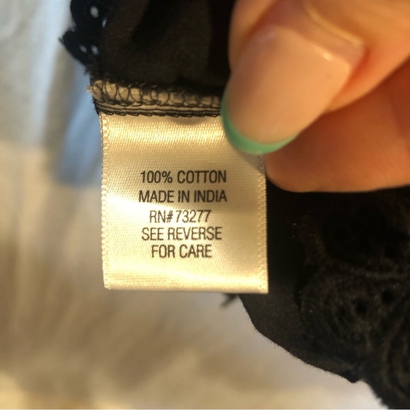 Croft and Barrow cotton Swiss dot and lace edge top with 3/4 sleeve XXL - Picture 8 of 10